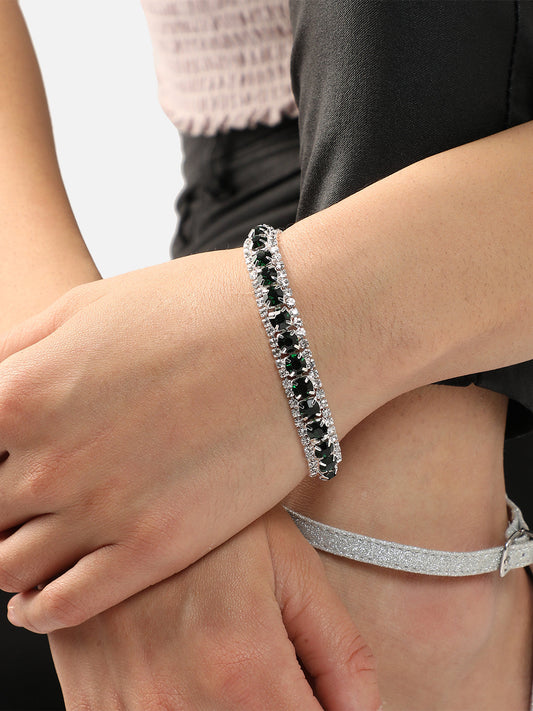 Silver Plated Party Designer Stone Bracelet For Women