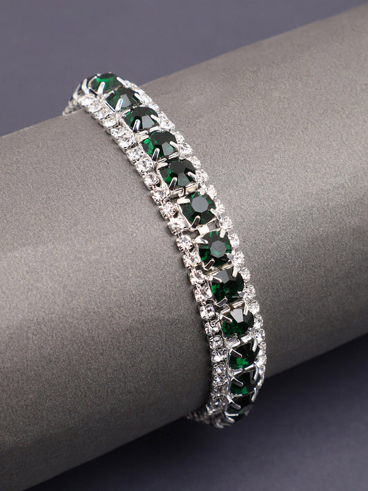 Silver Plated Party Designer Stone Bracelet For Women
