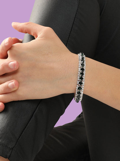 Silver Plated Party Designer Stone Bracelet For Women