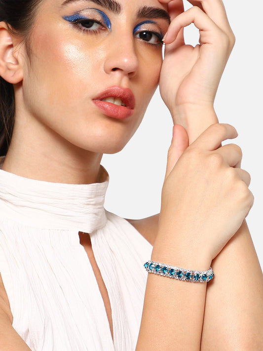 Silver Plated Party Designer Stone Bracelet For Women