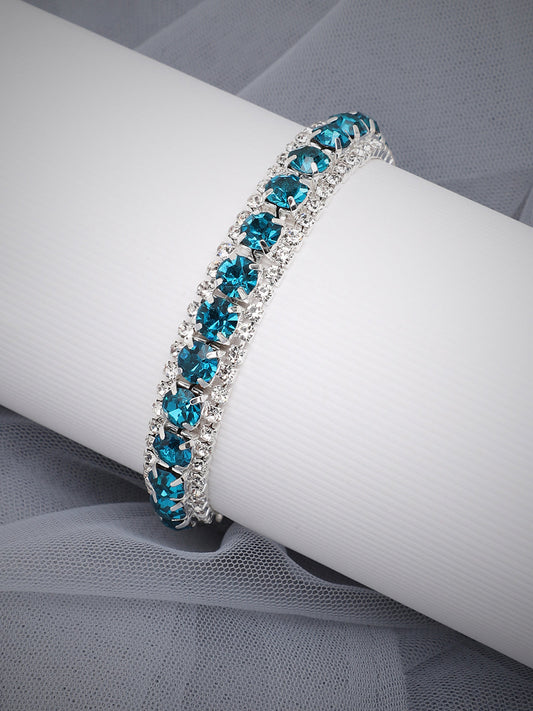 Silver Plated Party Designer Stone Bracelet For Women