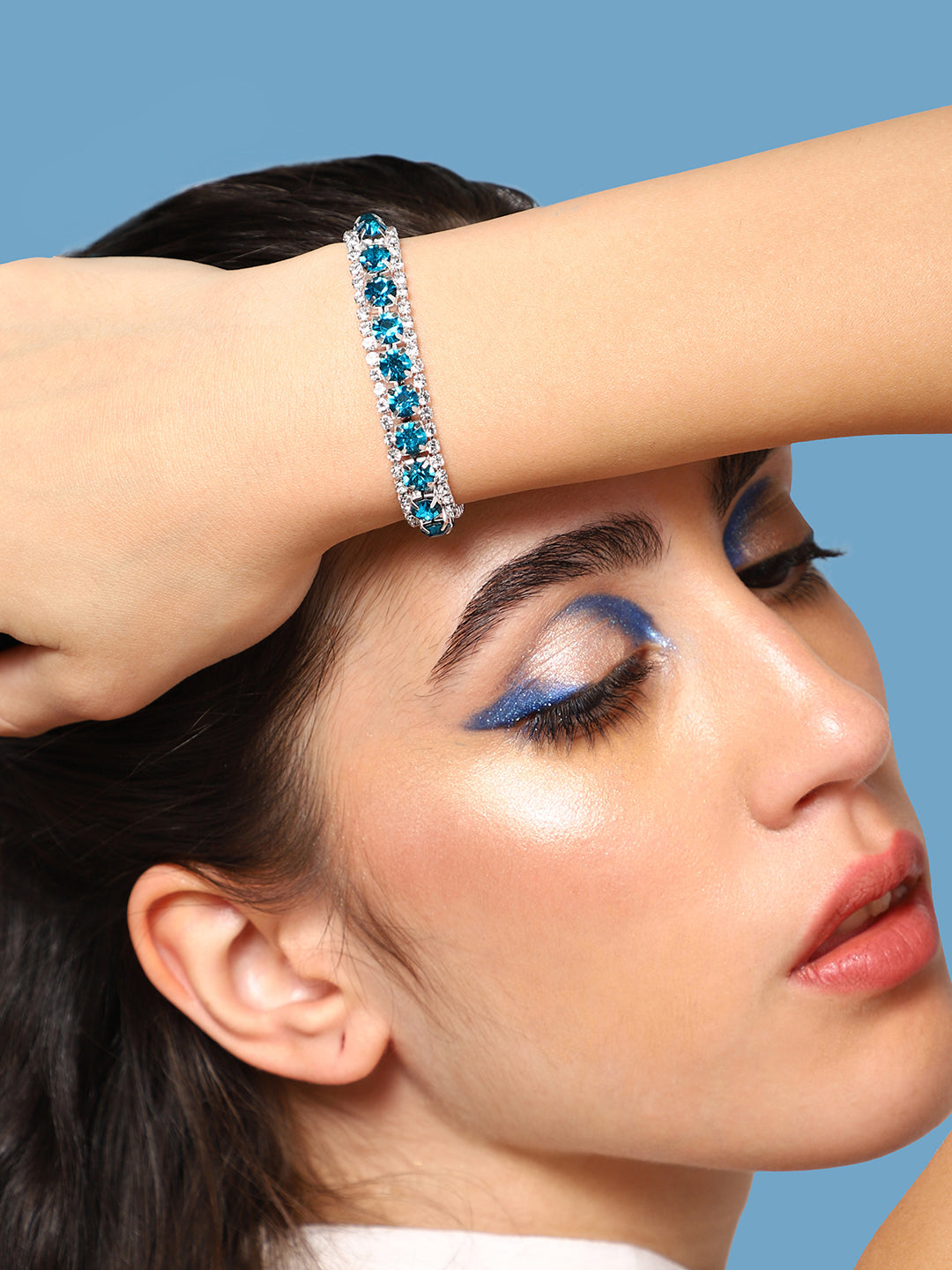 Silver Plated Party Designer Stone Bracelet For Women