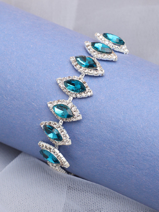 Silver Plated Party Designer Stone Bracelet For Women
