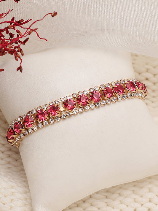 Gold Plated Party Designer Stone Bracelet For Women