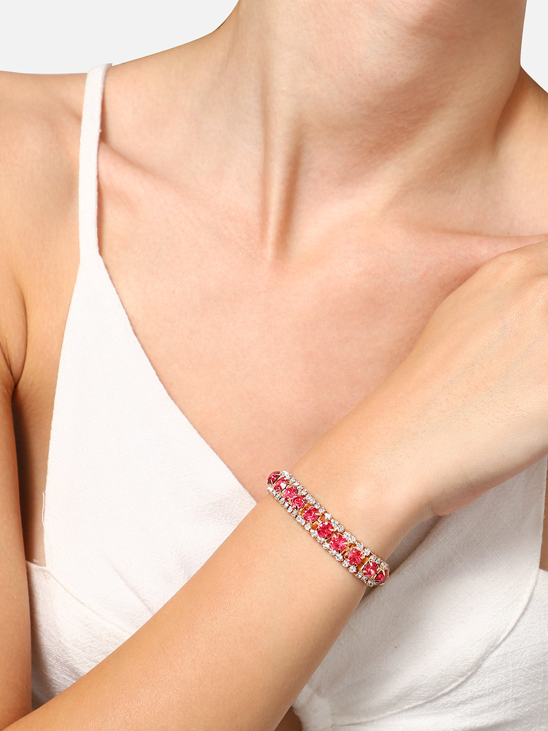 Gold Plated Party Designer Stone Bracelet For Women