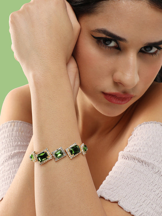 Gold Plated Party Designer Stone Bracelet For Women
