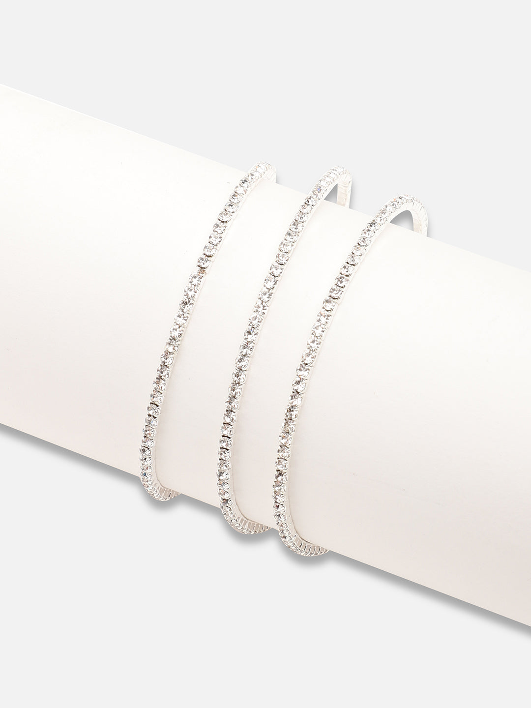 Silver Plated Party Rhinestones & Pearls Bracelet