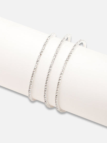 Silver Plated Party Rhinestones & Pearls Bracelet
