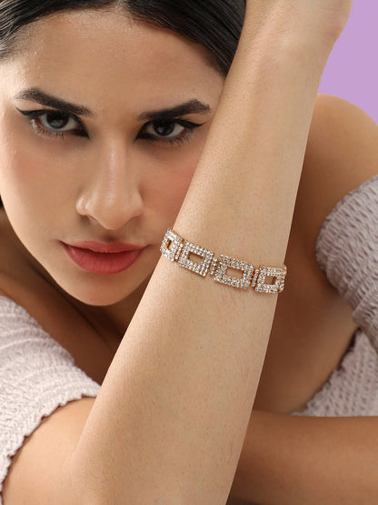 Gold Plated Party Rhinestones Bracelet For Women