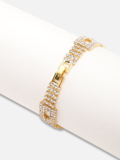 Gold Plated Party Rhinestones Bracelet For Women