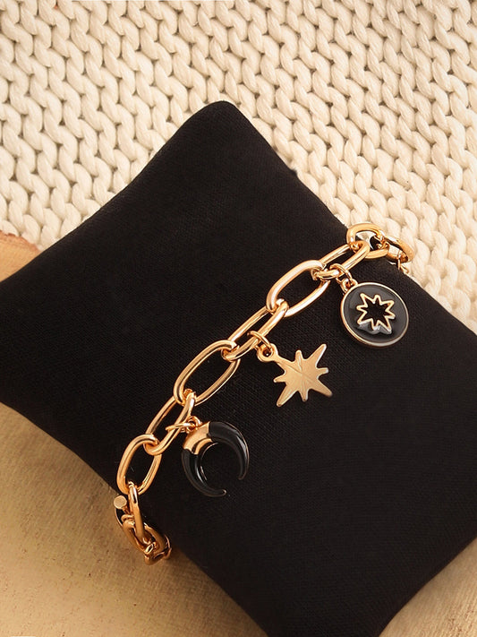 GOLD PLATED PARTY DESIGNER CHARMS BRACELET FOR WOMEN