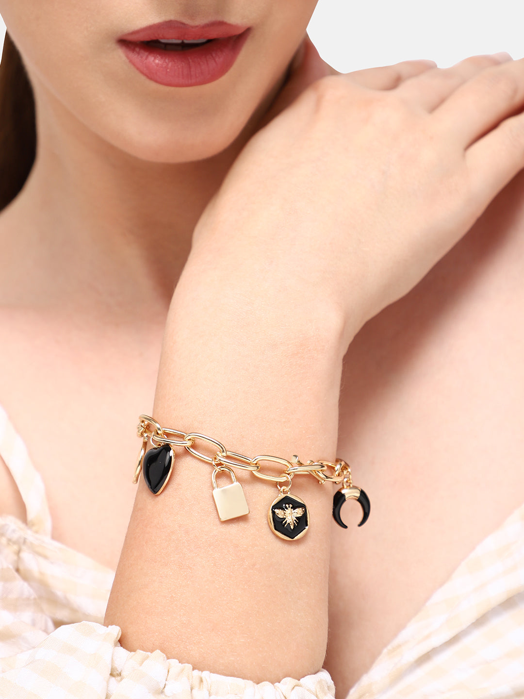 GOLD PLATED PARTY DESIGNER CHARMS BRACELET FOR WOMEN