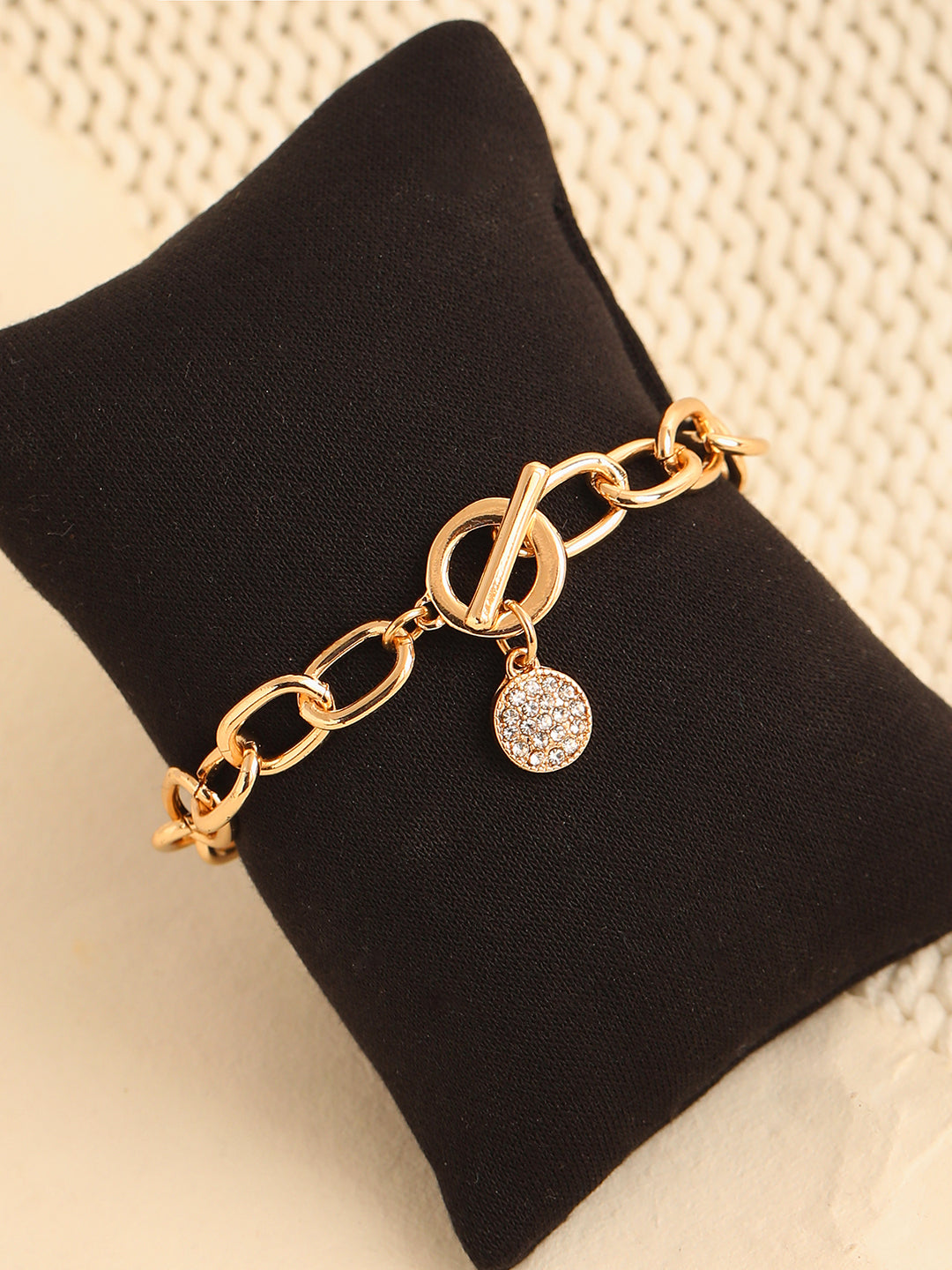 GOLD PLATED PARTY DESIGNER STONE LINK BRACELET FOR WOMEN