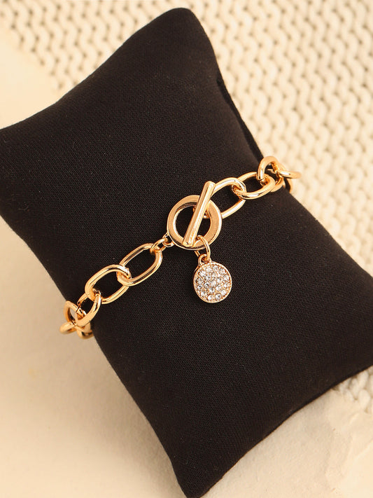 GOLD PLATED PARTY DESIGNER STONE LINK BRACELET FOR WOMEN