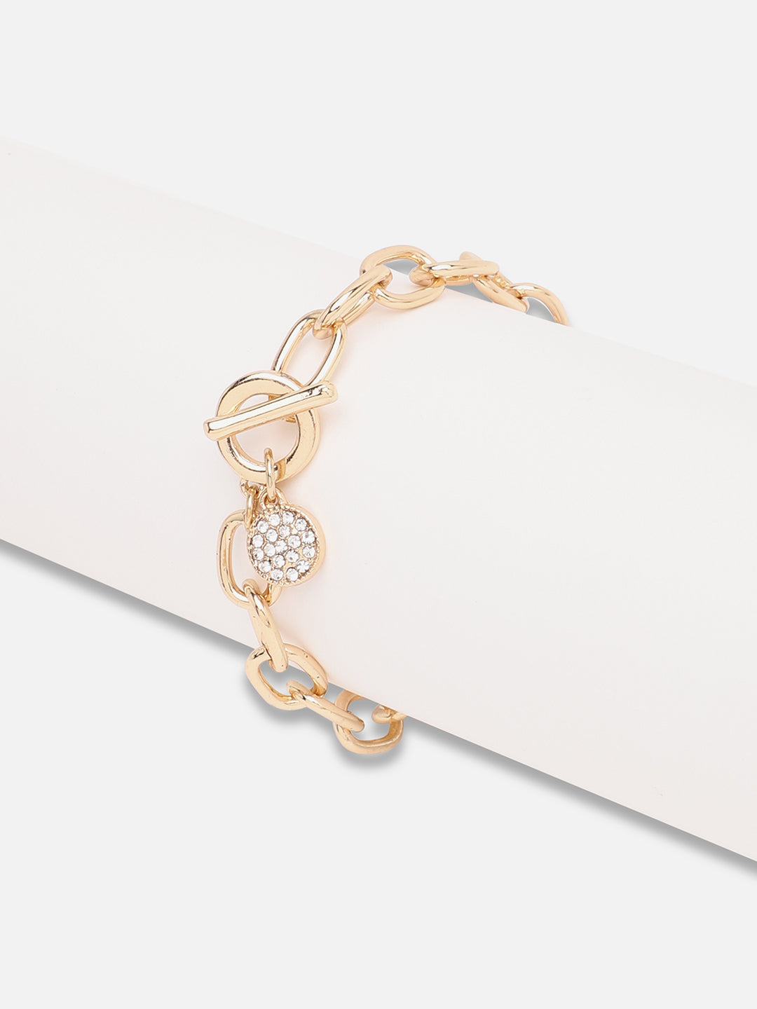 GOLD PLATED PARTY DESIGNER STONE LINK BRACELET FOR WOMEN