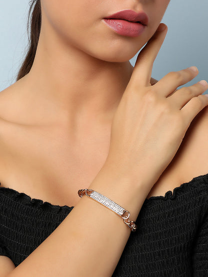 SOHI AMERICAN DIAMOND GOLD CHAIN BRACELET