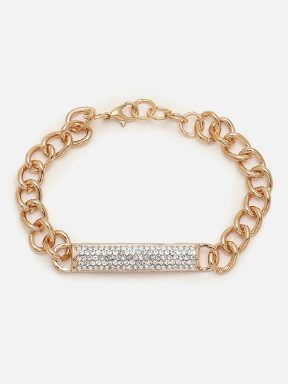SOHI AMERICAN DIAMOND GOLD CHAIN BRACELET