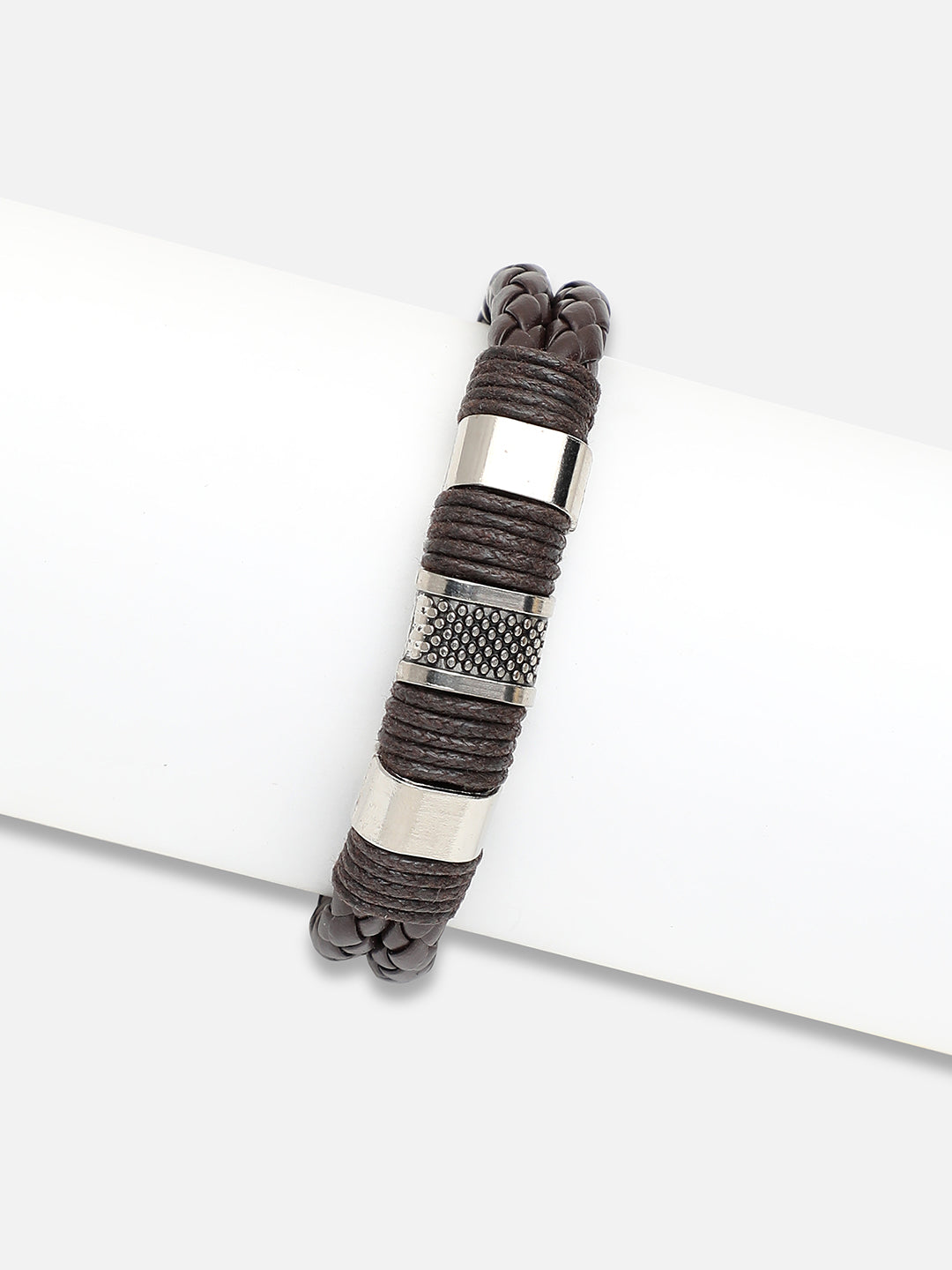 SILVER PLATED CASUAL PU LEATHER DESIGNER BRACELET FOR WOMEN