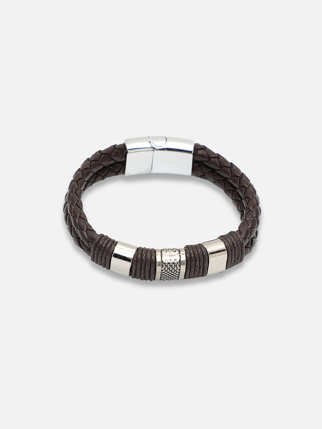 SILVER PLATED CASUAL PU LEATHER DESIGNER BRACELET FOR WOMEN