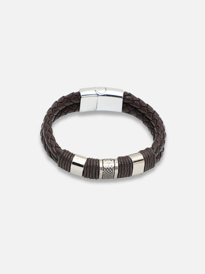 SILVER PLATED CASUAL PU LEATHER DESIGNER BRACELET FOR WOMEN