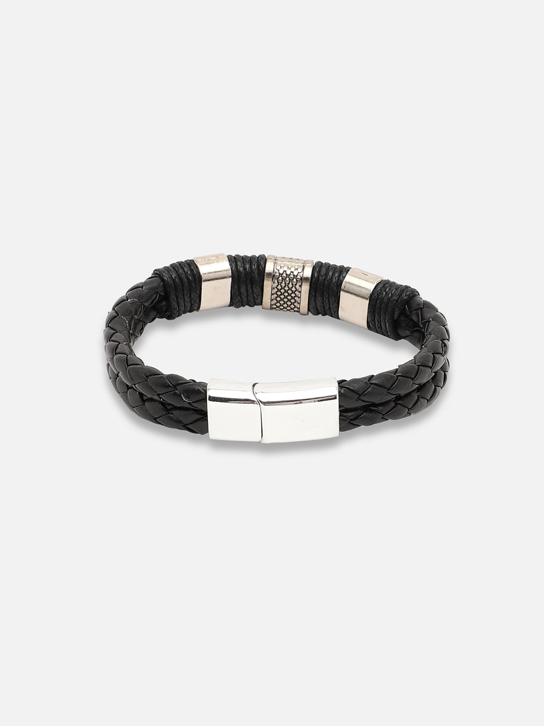 SILVER PLATED CASUAL PU LEATHER DESIGNER BRACELET FOR WOMEN