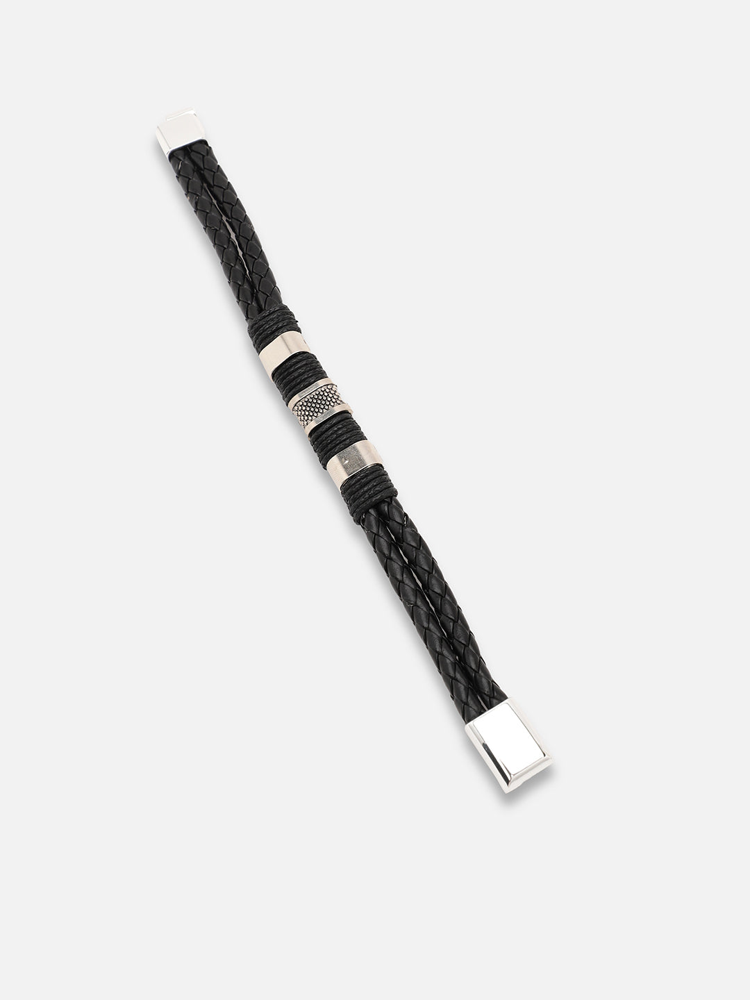 SILVER PLATED CASUAL PU LEATHER DESIGNER BRACELET FOR WOMEN