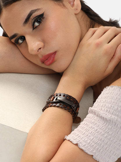 TRENDY CASUAL PU LEATHER DESIGNER BRACELET FOR WOMEN