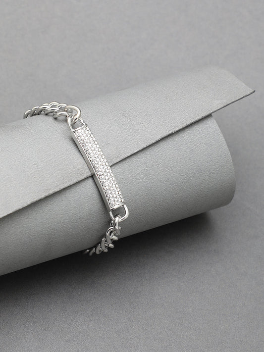 Silver Plated Designer Stone Bracelet