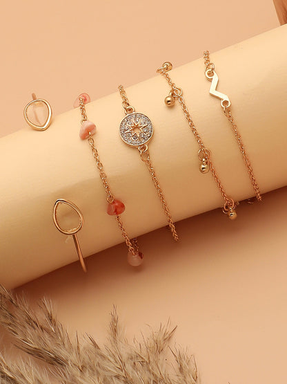 Set of 5 Gold Plated Designer Stone Bracelet