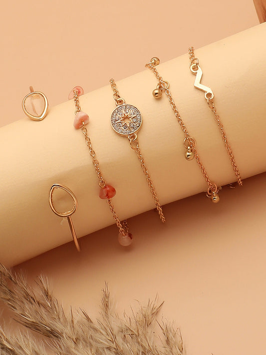 Set of 5 Gold Plated Designer Stone Bracelet