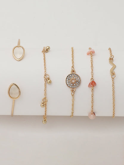Set of 5 Gold Plated Designer Stone Bracelet