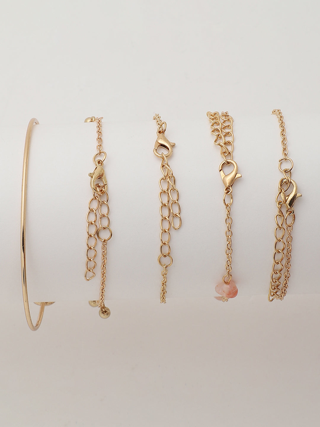 Set of 5 Gold Plated Designer Stone Bracelet