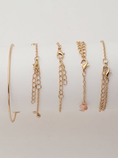 Set of 5 Gold Plated Designer Stone Bracelet