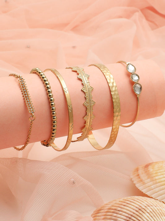 Set of 6 Gold Plated Designer Bracelet