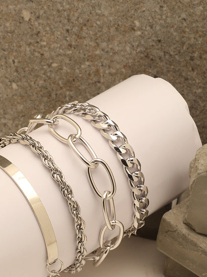 Set of 4 Silver Plated Designer Bracelet