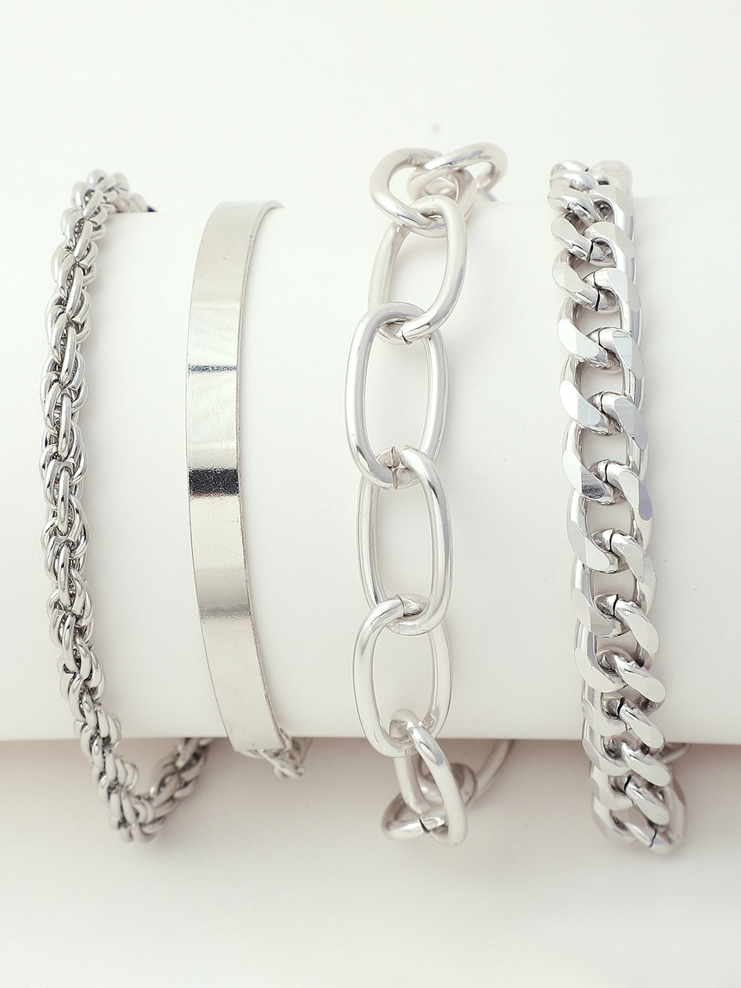 Set of 4 Silver Plated Designer Bracelet