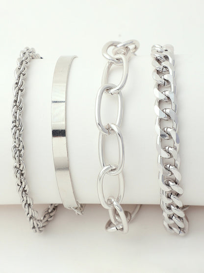 Set of 4 Silver Plated Designer Bracelet