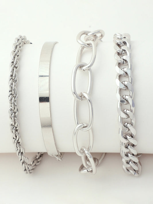 Set of 4 Silver Plated Designer Bracelet
