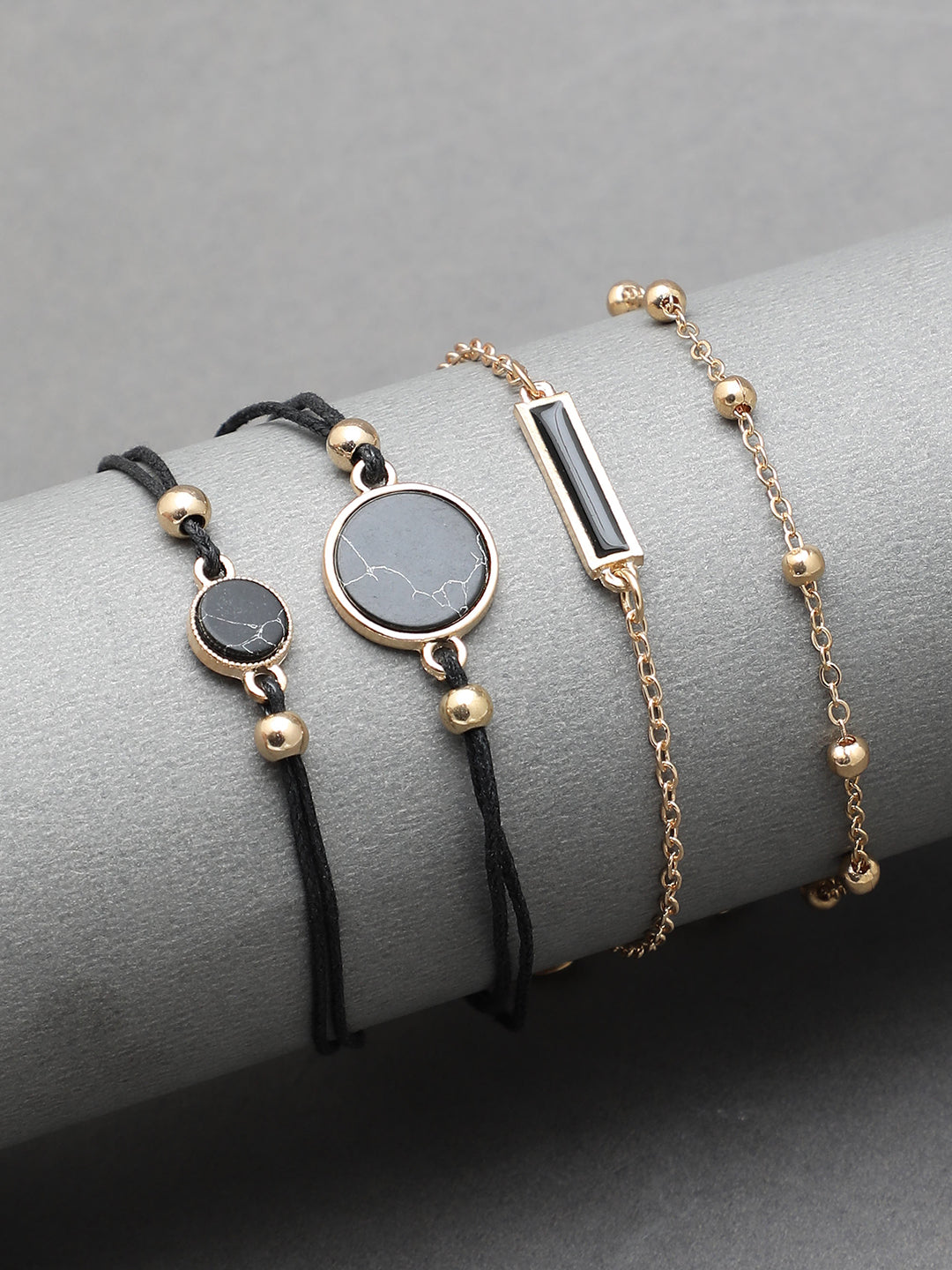 Set of 4 Gold Plated Designer Stone Bracelet