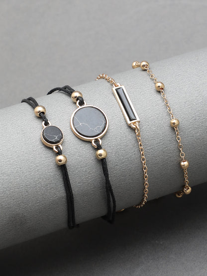 Set of 4 Gold Plated Designer Stone Bracelet