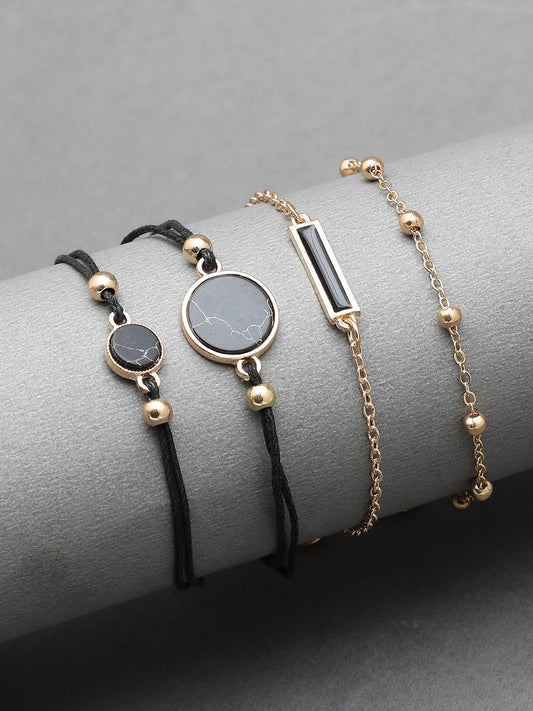 Set of 4 Gold Plated Designer Stone Bracelet