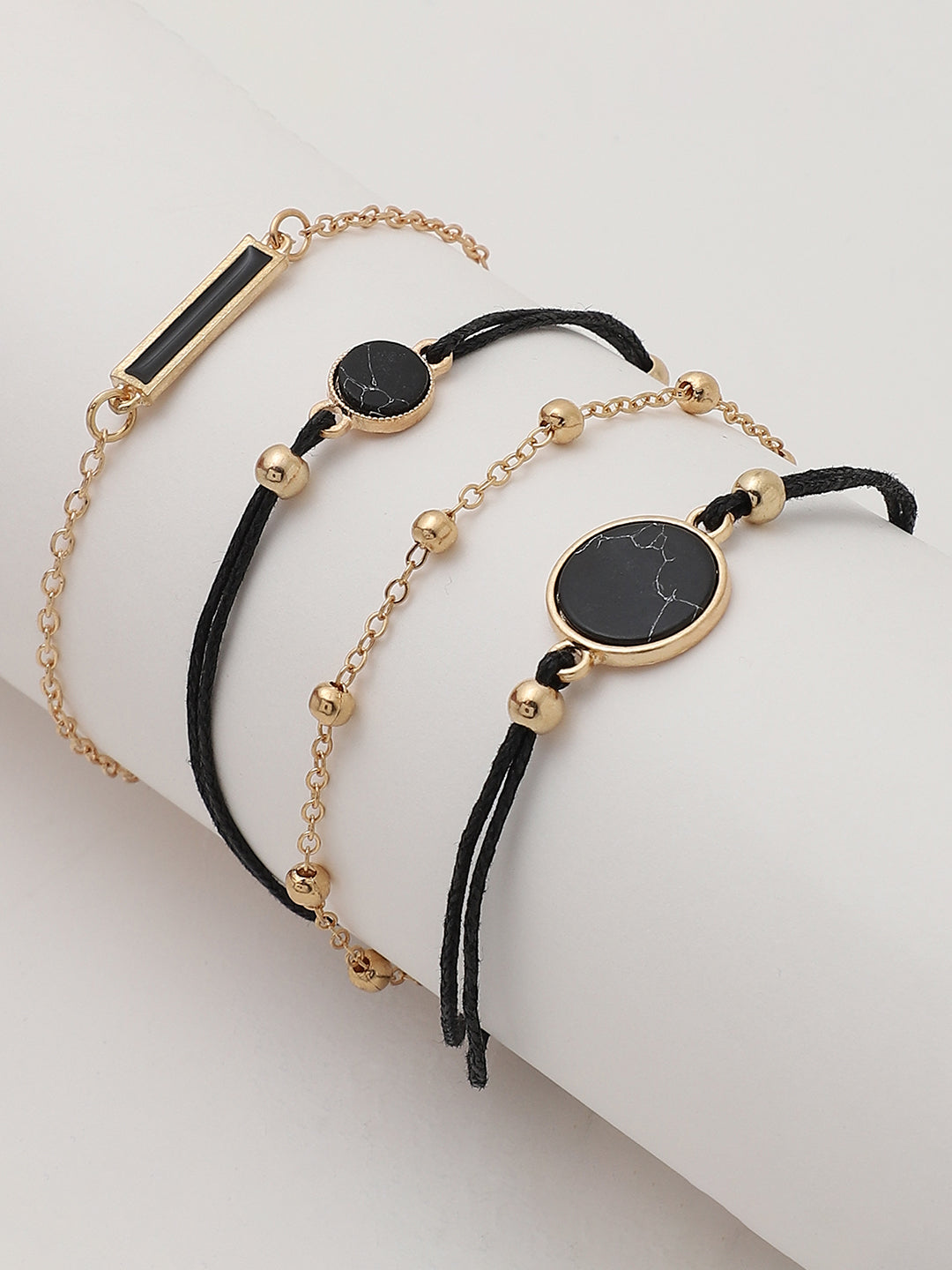 Set of 4 Gold Plated Designer Stone Bracelet