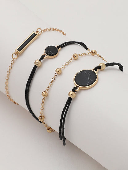 Set of 4 Gold Plated Designer Stone Bracelet