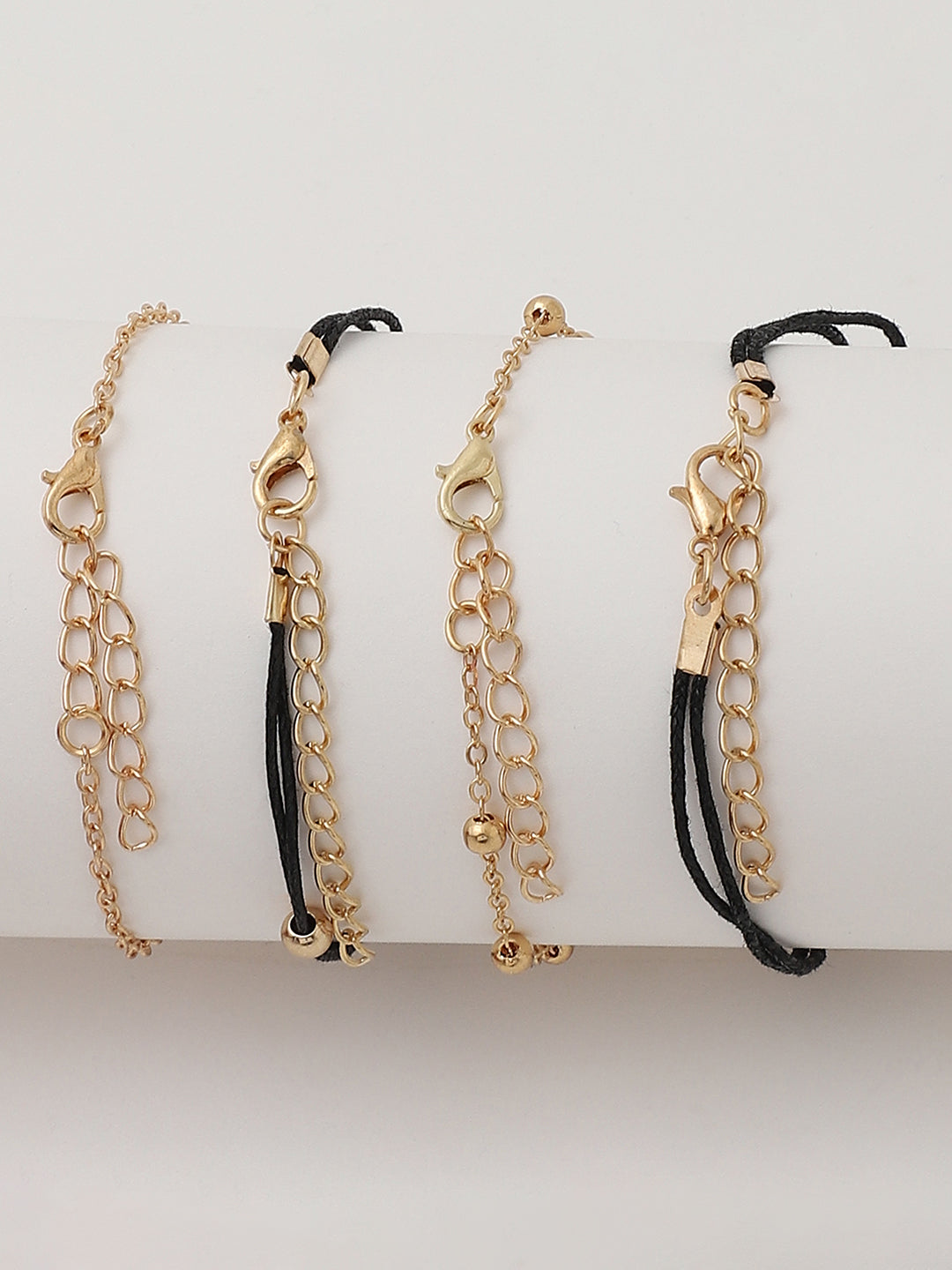Set of 4 Gold Plated Designer Stone Bracelet