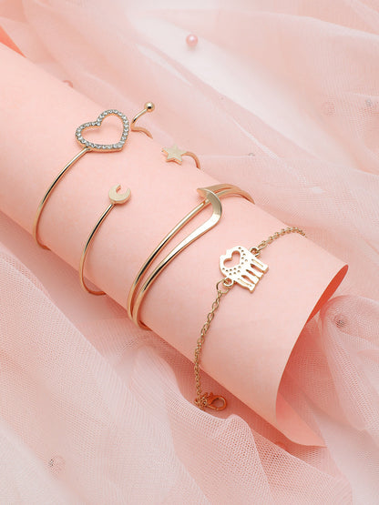 Set of 4 Gold Plated Designer Stone Bracelet