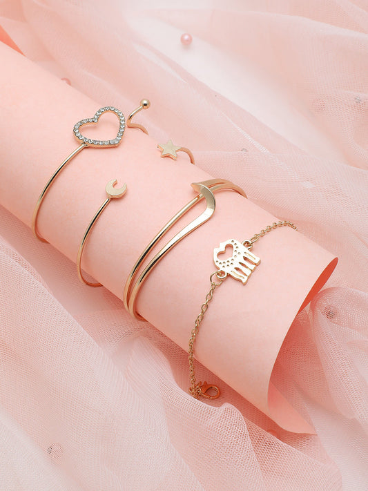 Set of 4 Gold Plated Designer Stone Bracelet