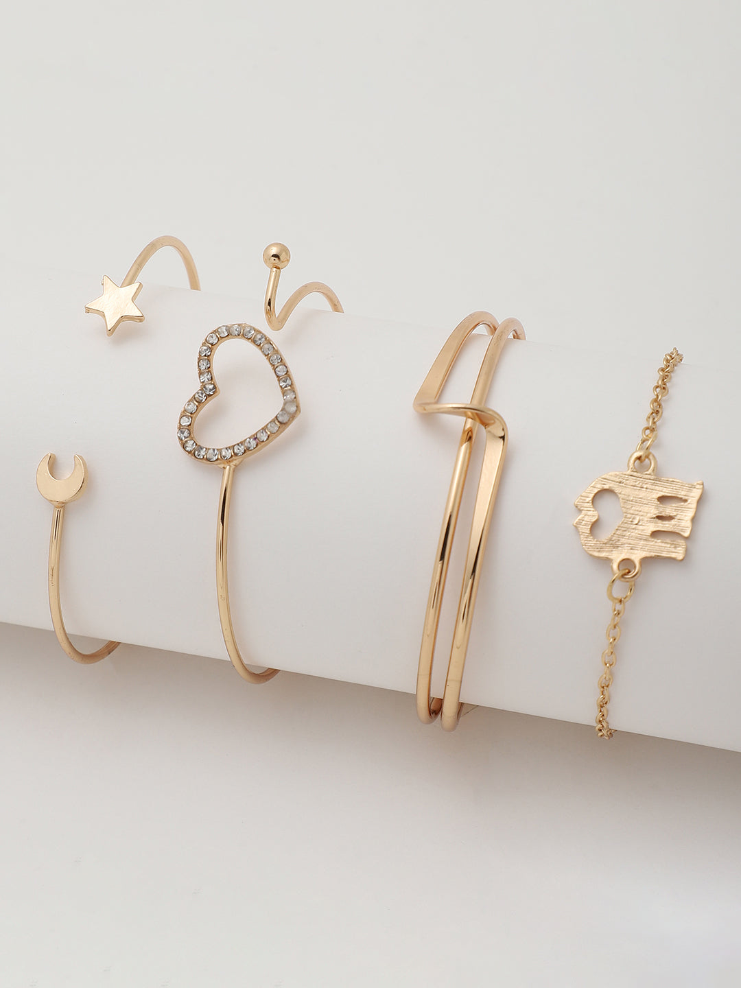 Set of 4 Gold Plated Designer Stone Bracelet