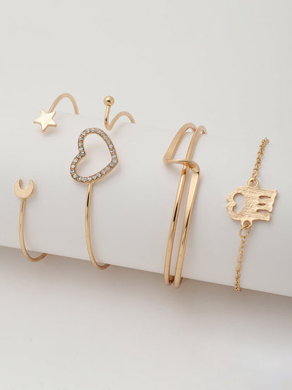 Set of 4 Gold Plated Designer Stone Bracelet