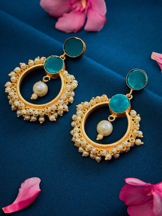 BLUE STONES PEARL EARRING