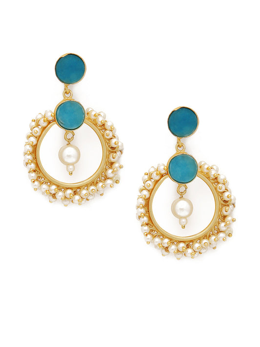 BLUE STONES PEARL EARRING